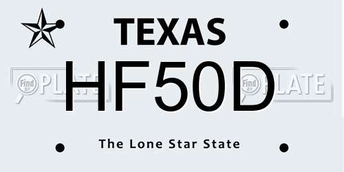 HF50D Texas License Plate