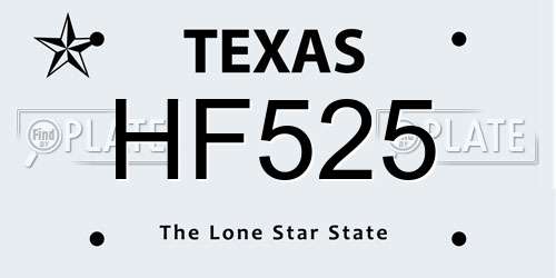 HF525 Texas License Plate