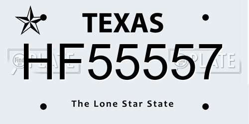 HF55557 Texas License Plate