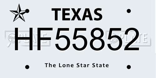 HF55852 Texas License Plate