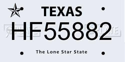 HF55882 Texas License Plate
