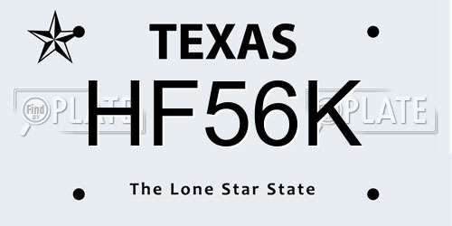 HF56K Texas License Plate