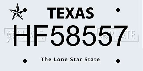 HF58557 Texas License Plate
