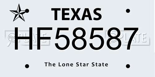 HF58587 Texas License Plate