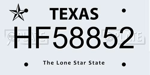 HF58852 Texas License Plate