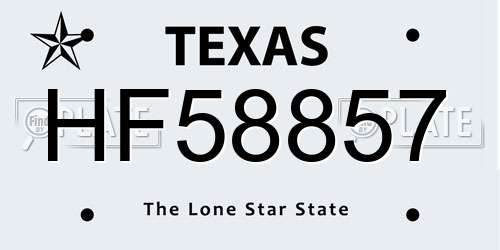 HF58857 Texas License Plate