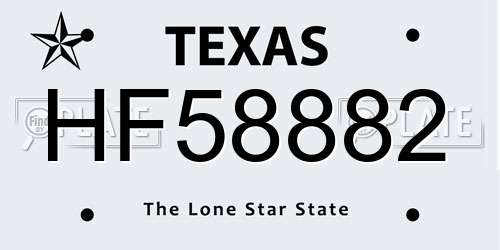 HF58882 Texas License Plate
