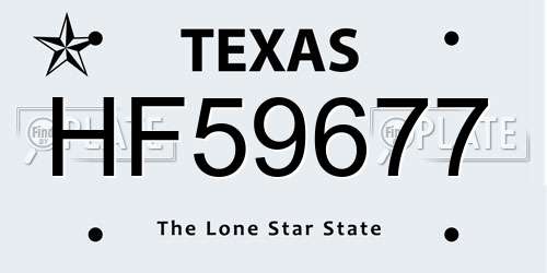 HF59677 Texas License Plate