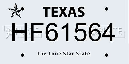 HF61564 Texas License Plate