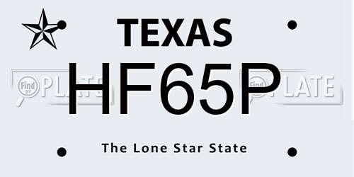 HF65P Texas License Plate