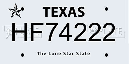 HF74222 Texas License Plate