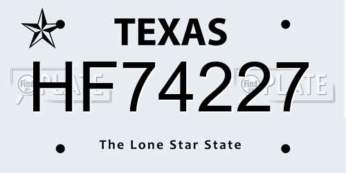 HF74227 Texas License Plate