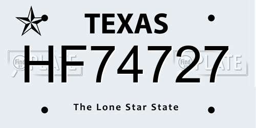 HF74727 Texas License Plate