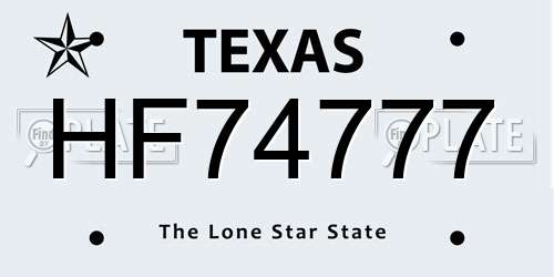 HF74777 Texas License Plate