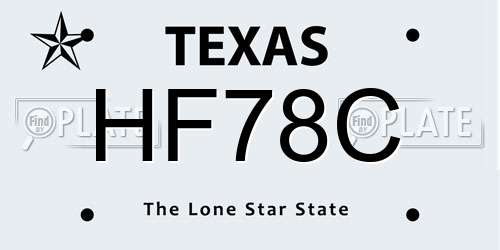 HF78C Texas License Plate