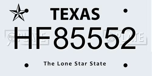 HF85552 Texas License Plate