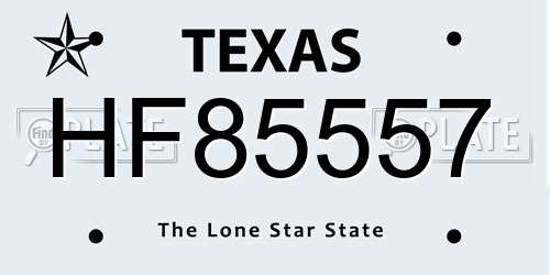 HF85557 Texas License Plate