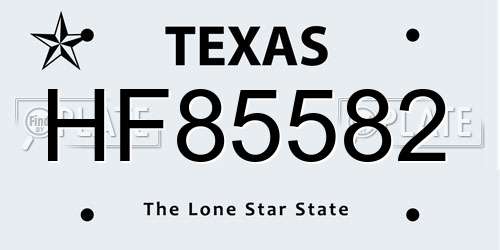 HF85582 Texas License Plate