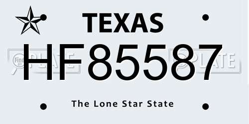 HF85587 Texas License Plate