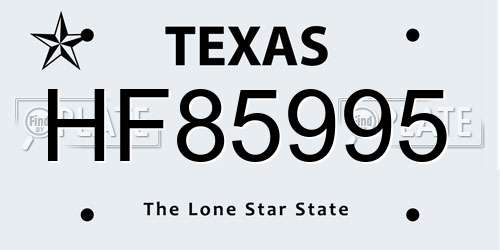 HF85995 Texas License Plate