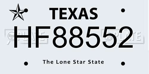 HF88552 Texas License Plate