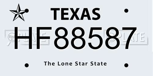 HF88587 Texas License Plate