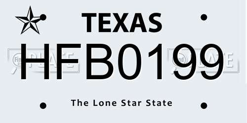 HFB0199 Texas License Plate