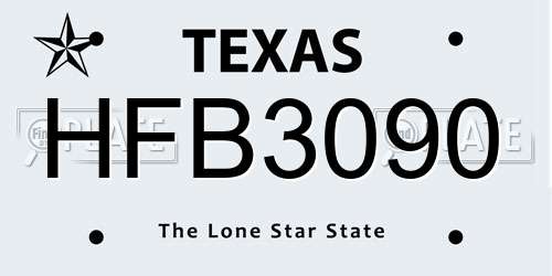 HFB3090 Texas License Plate