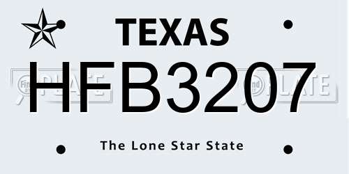 HFB3207 Texas License Plate