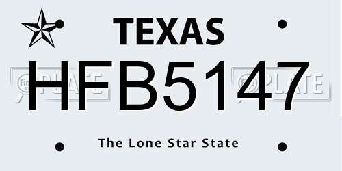 HFB5147 Texas License Plate