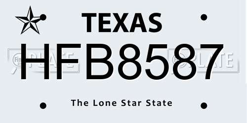 HFB8587 Texas License Plate