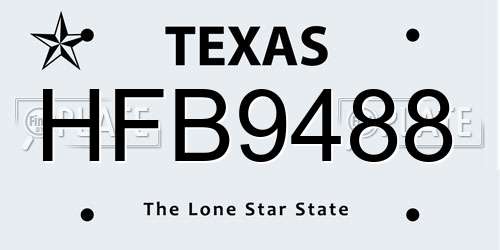 HFB9488 Texas License Plate
