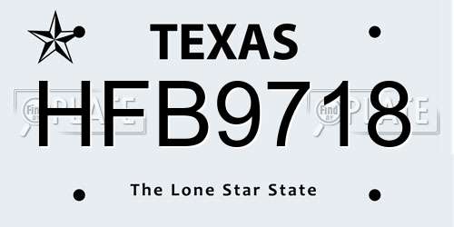 HFB9718 Texas License Plate