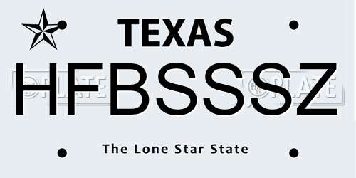 HFBSSSZ Texas License Plate