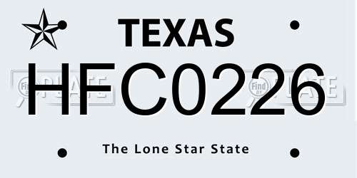 HFC0226 Texas License Plate