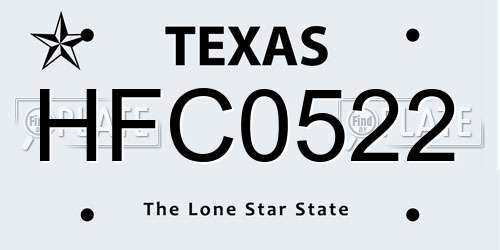 HFC0522 Texas License Plate