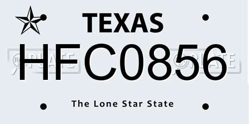 HFC0856 Texas License Plate