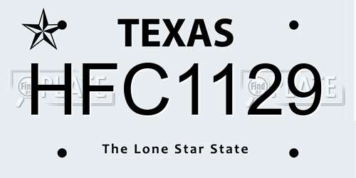 HFC1129 Texas License Plate