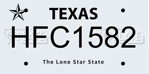 HFC1582 Texas License Plate