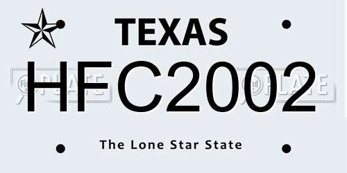 HFC2002 Texas License Plate