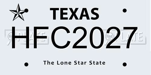 HFC2027 Texas License Plate