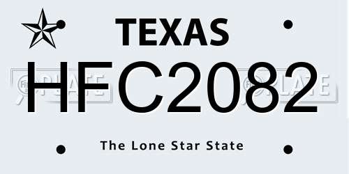 HFC2082 Texas License Plate