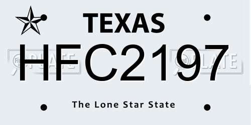 HFC2197 Texas License Plate