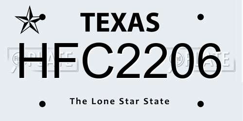 HFC2206 Texas License Plate
