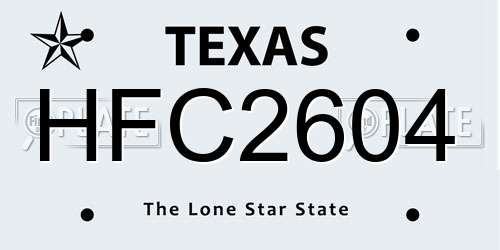 HFC2604 Texas License Plate