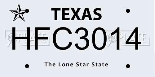 HFC3014 Texas License Plate