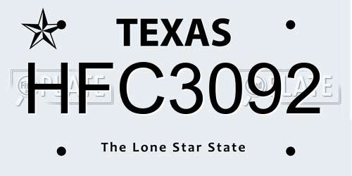 HFC3092 Texas License Plate