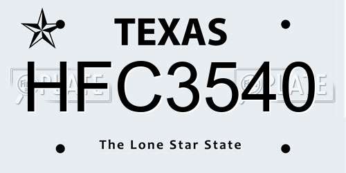 HFC3540 Texas License Plate