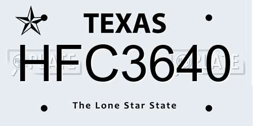 HFC3640 Texas License Plate