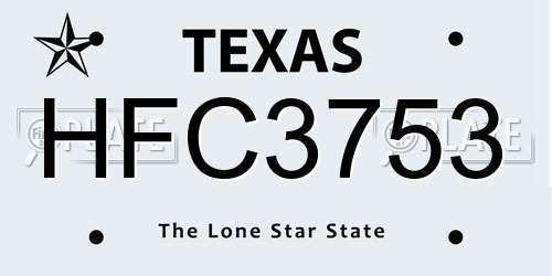 HFC3753 Texas License Plate